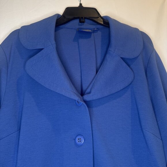 Pendleton Women’s Blue Ribbed Knit 3/4 Sleeve Blazer Jacket Stretch Sz 2X - Picture 2 of 10